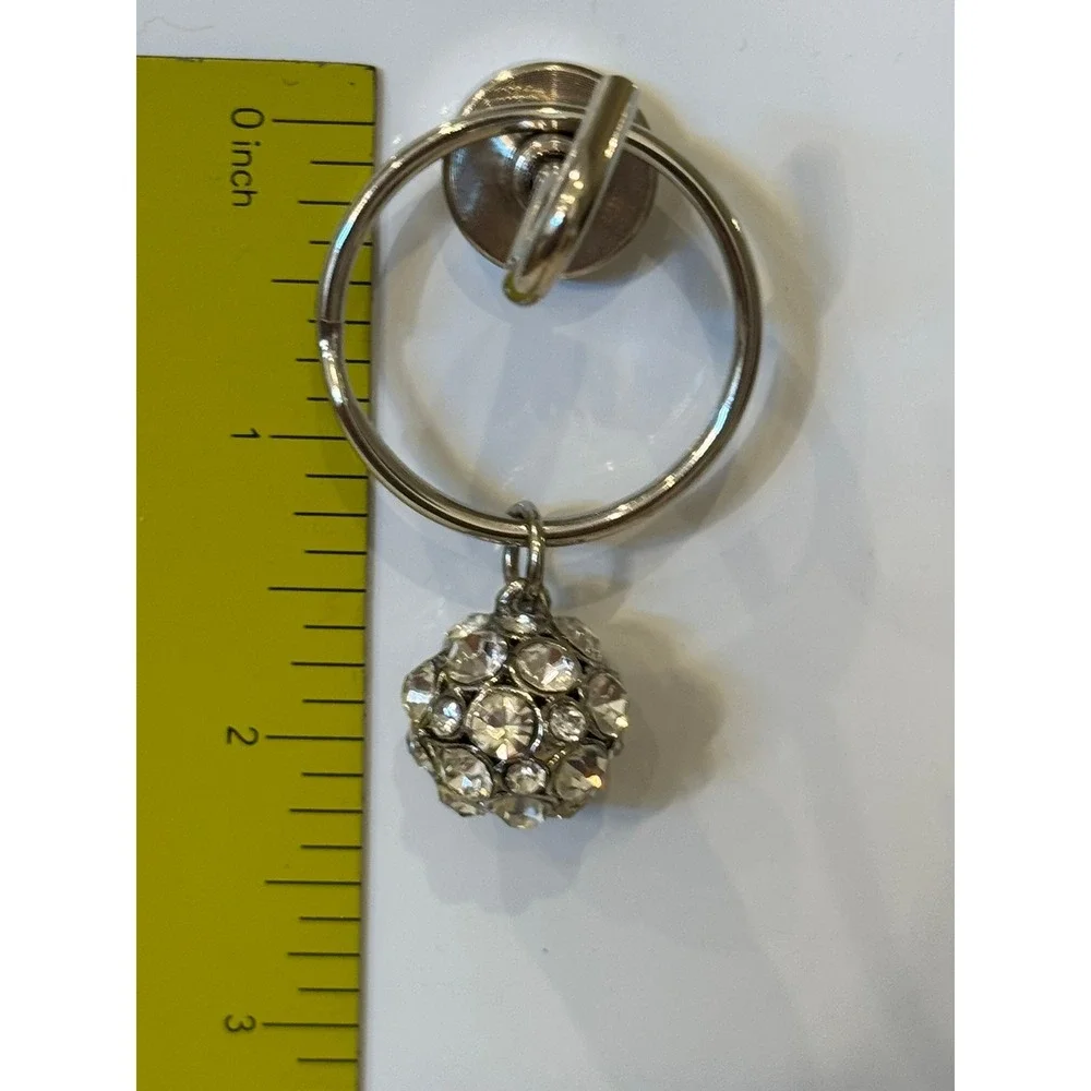 Silver Tone Pave Rhinestone Disco Ball Key Ring Key Chain Charm Accessory